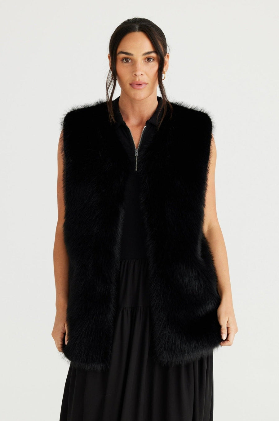 Aspen Fur Vest - Black - Brave+True
