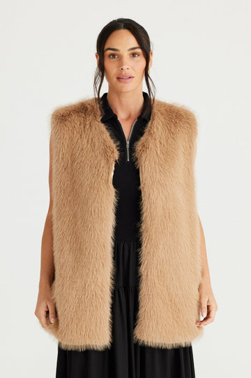 Aspen Fur Vest - Walnut - Brave+True