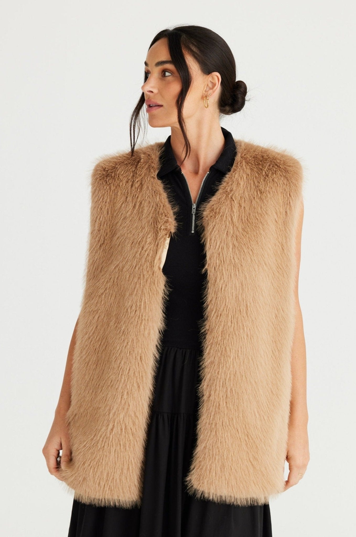 Aspen Fur Vest - Walnut - Brave+True