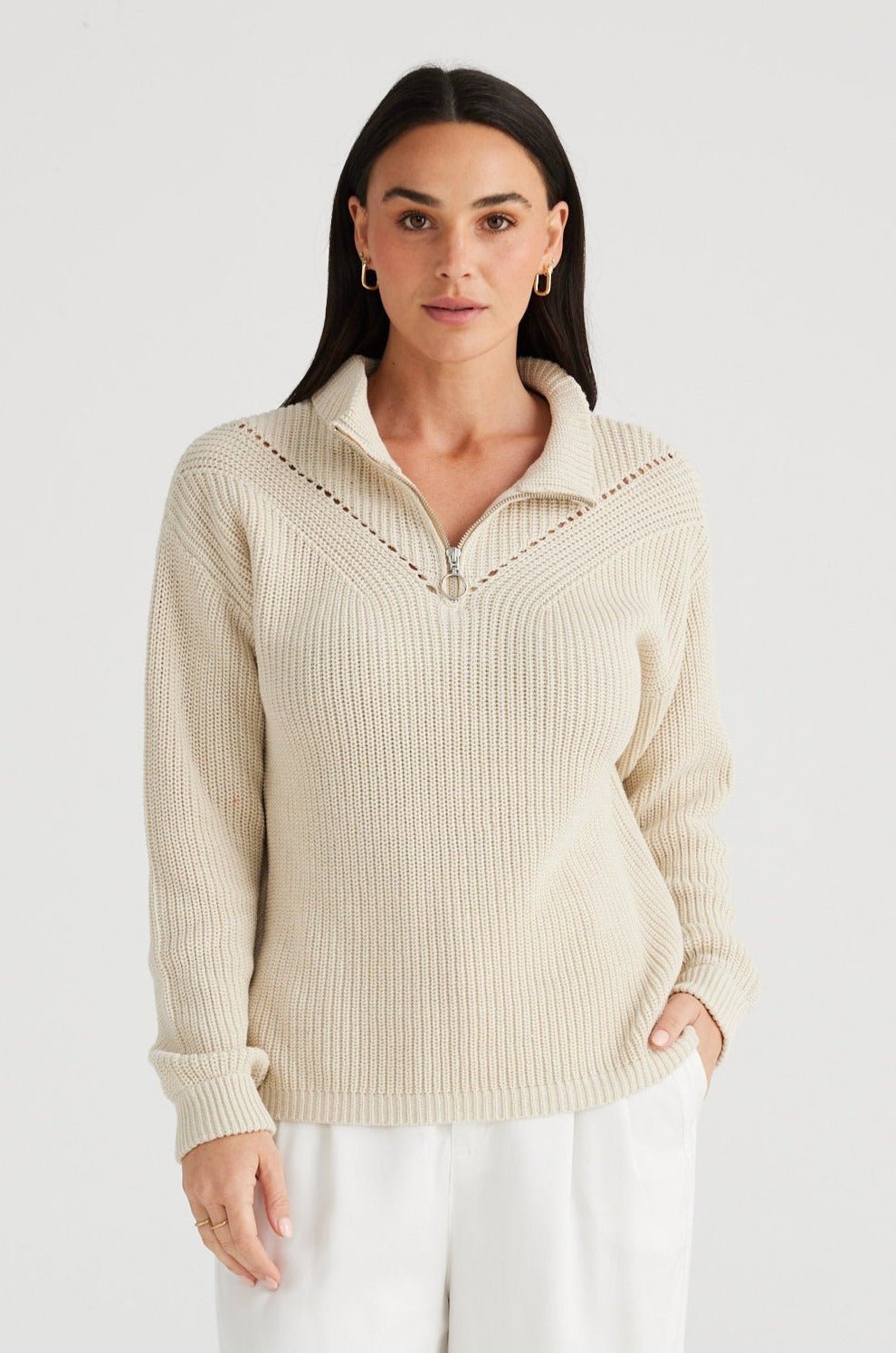 Marden Zip Knit - Natural - Brave+True