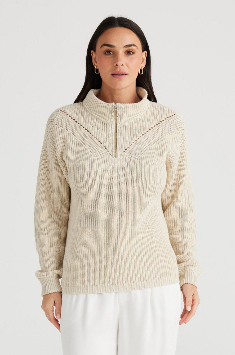 Marden Zip Knit - Natural - Brave+True