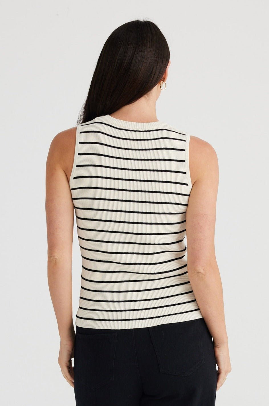 Tori Thin Stripe Tank - Cream W Black Stripe - Brave+True