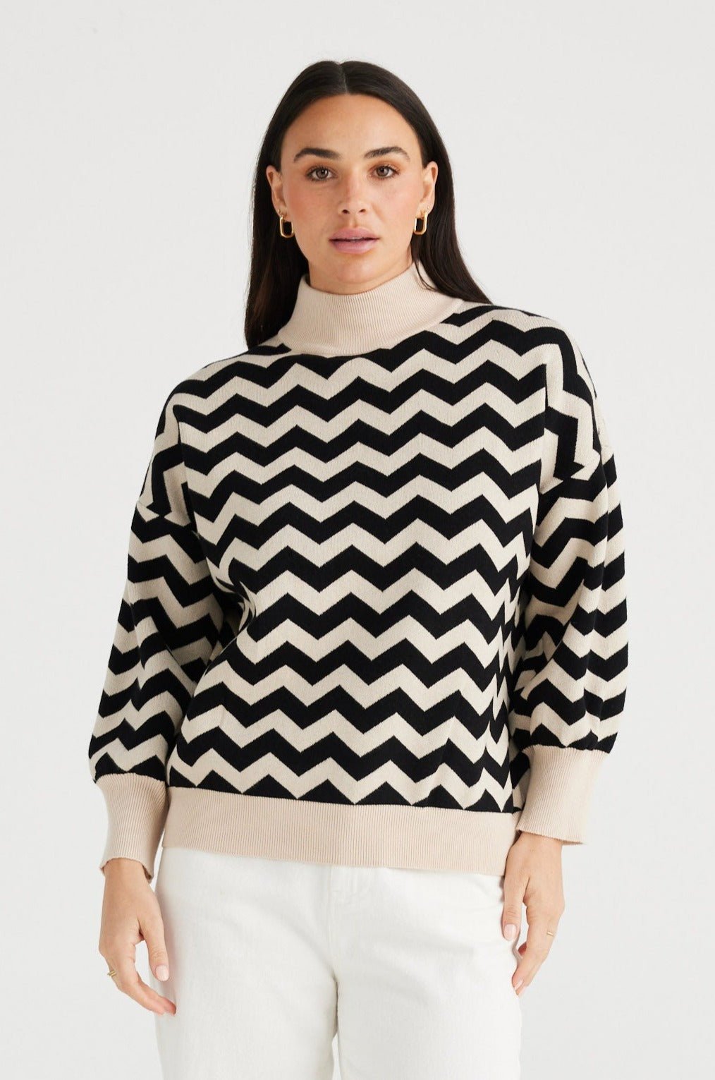 Zig Zag Knit - Natural W Black - Brave+True