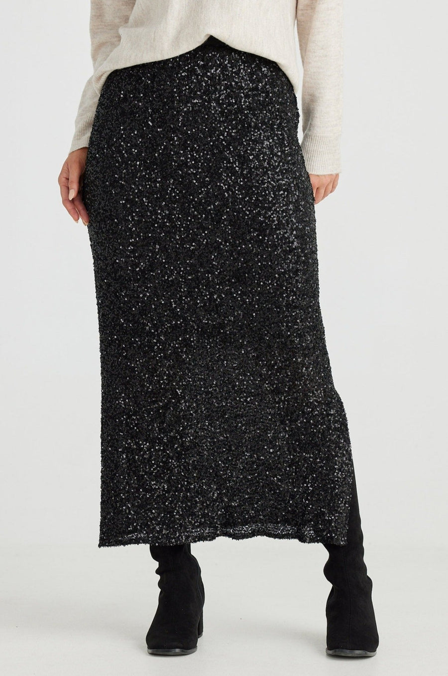 Dazzle Skirt - Black Sequin - Brave+True
