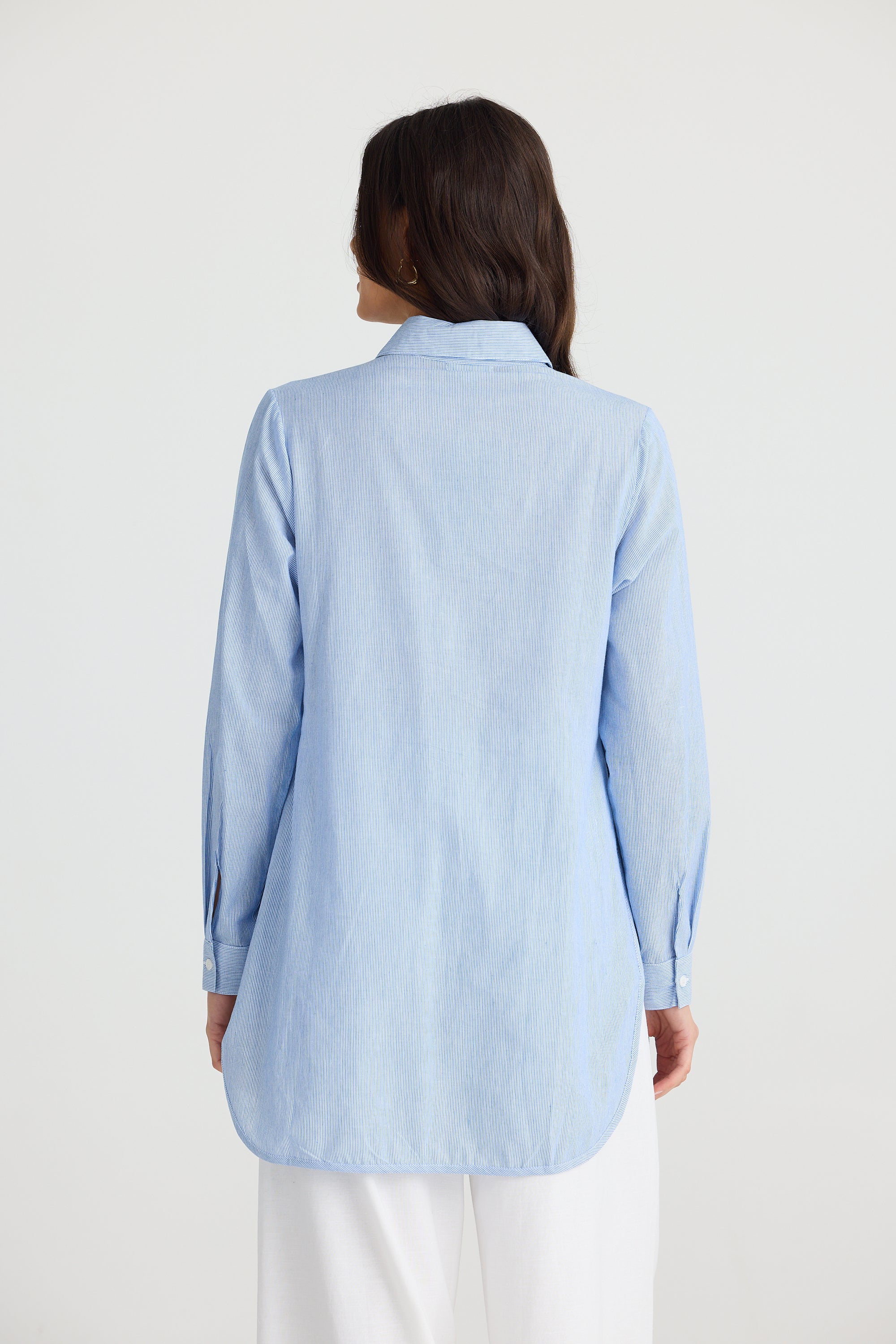 Ava Shirt - Blue Pinstripe