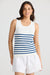 Amba Tank - White W Navy Stripe