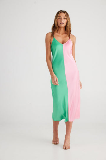 Lexi Dress Two - Tone - Green + Pink - Brave+True