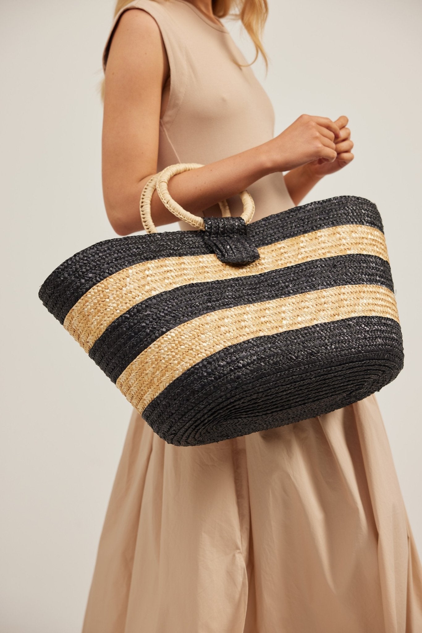 St Bart Basket - Black + Natural Stripe - Brave+True