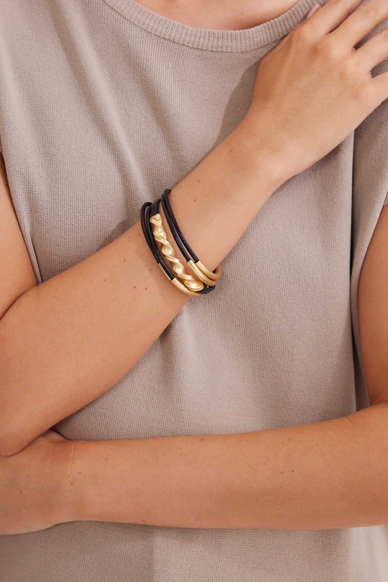 Kaur Bracelet - Black + Gold - Brave+True