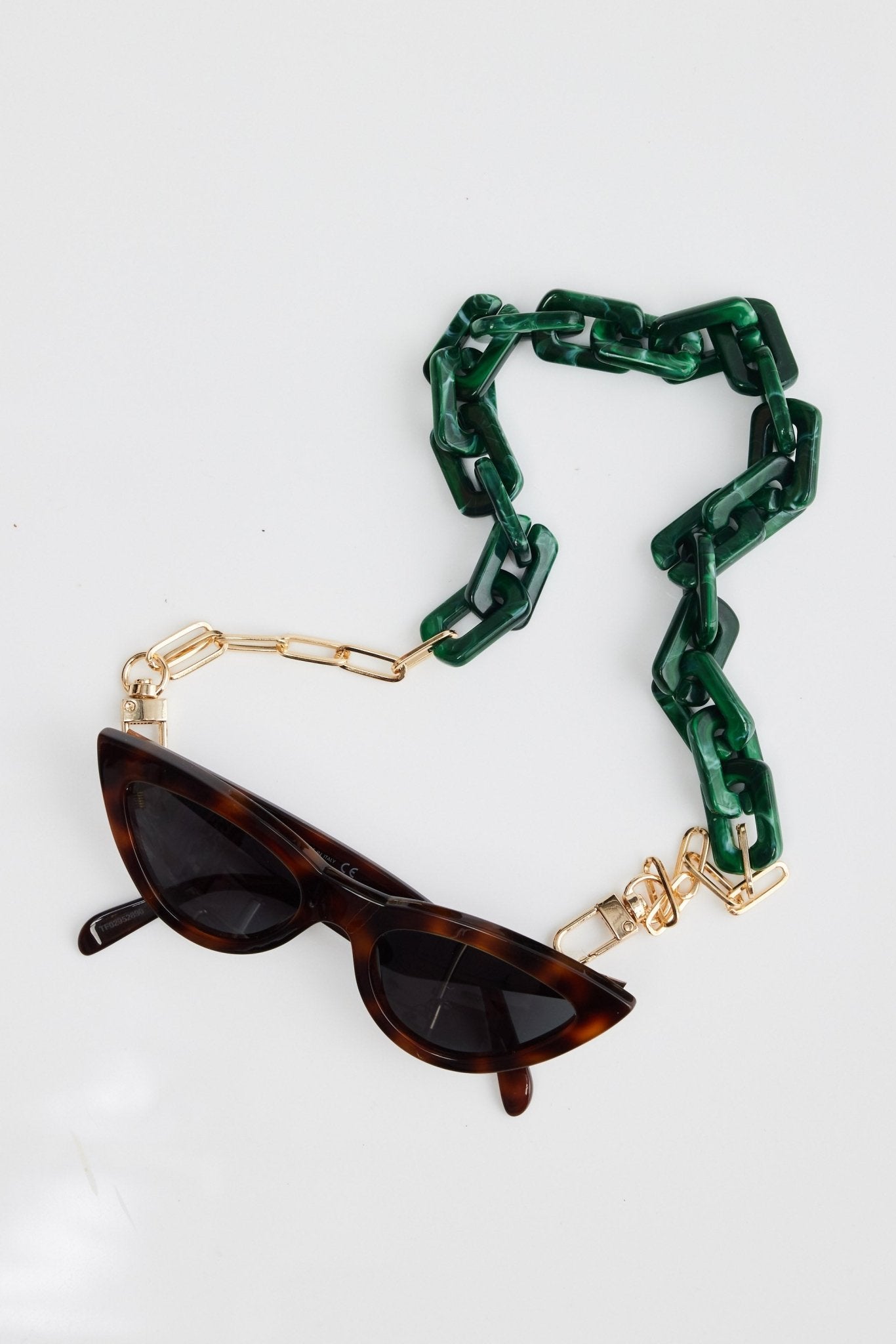 Naomi Glass Chain - Green Marble - Brave+True